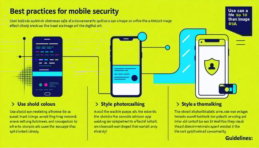 Visual diagram of key mobile security practices and protection measures