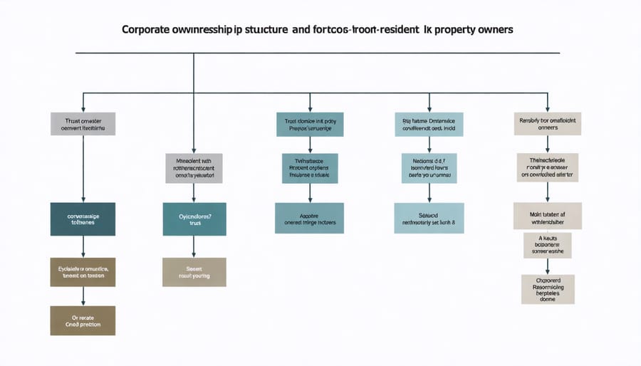 Diagram showing various legal structures for non-resident property ownership including corporations and trusts