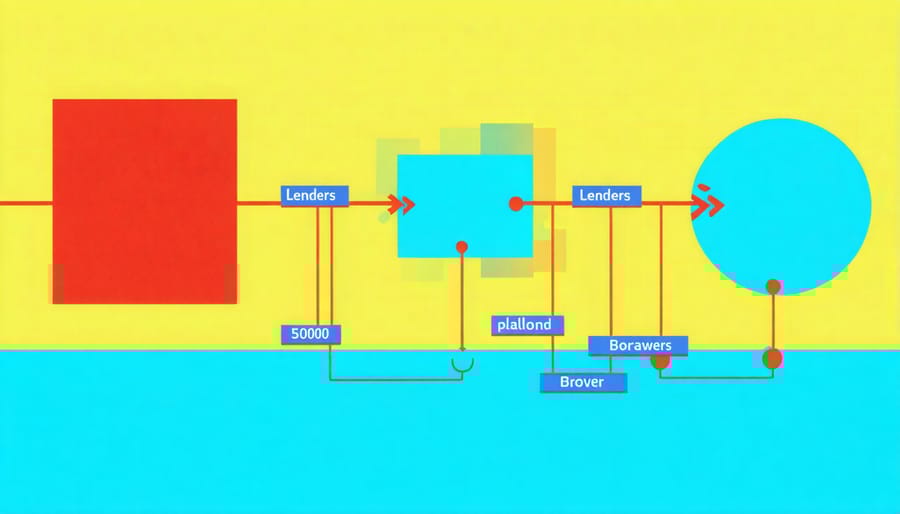 Diagram illustrating how money flows through a P2P real estate lending platform