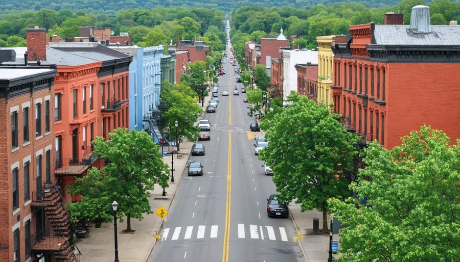 Panoramic view of Plateau Mont-Royal neighborhood with its distinctive architecture and green spaces