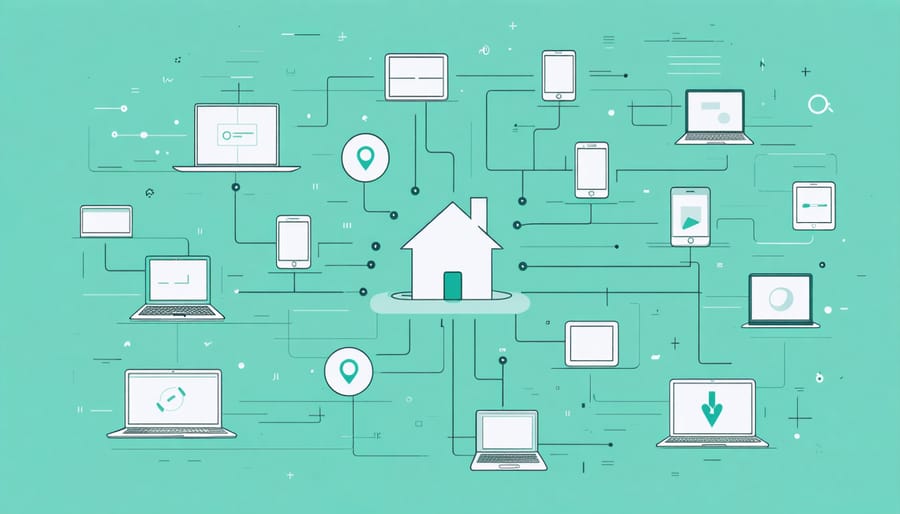 Digital security illustration showing real estate cybersecurity vulnerabilities