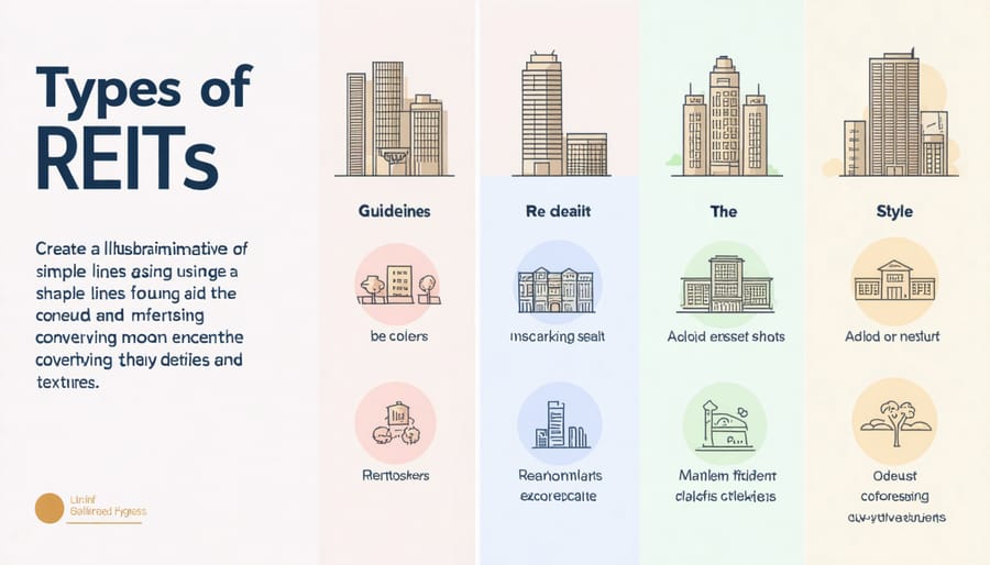 Visual diagram explaining various REIT categories including equity, mortgage, and hybrid REITs