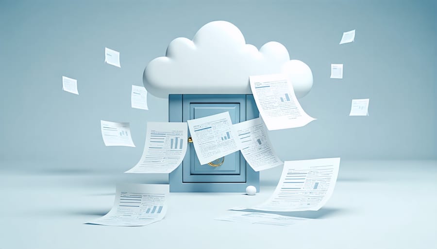 Secure cloud storage vault containing real estate documents and data