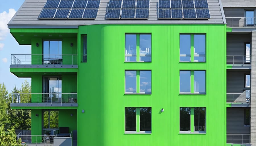 LEED-certified commercial building showcasing sustainable architecture and energy efficiency features