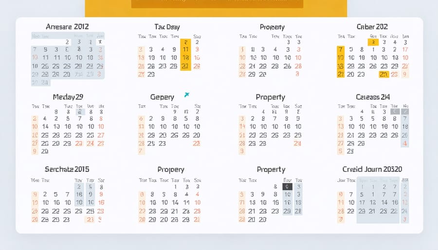 Strategic purchase planning calendar showing key tax season dates