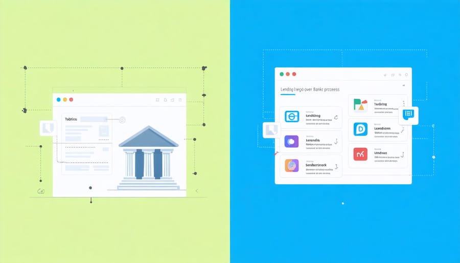 Comparison between traditional bank mortgage process and modern P2P lending platform