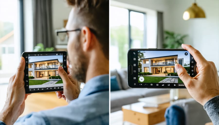 Real estate agent giving virtual property tour to remote clients