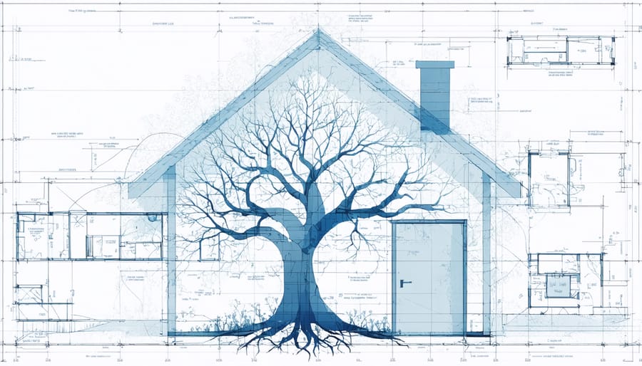 Conceptual illustration showing family inheritance planning with property