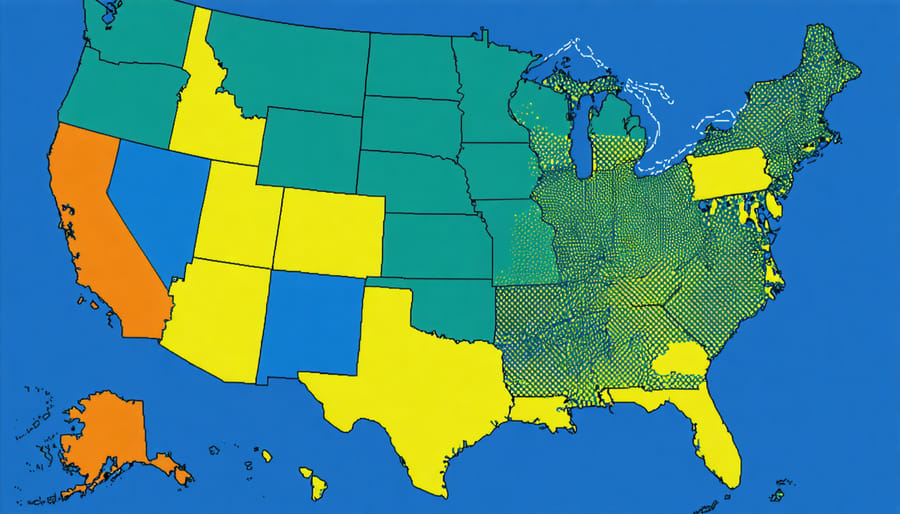 US map showing diverse real estate investment locations with market indicators