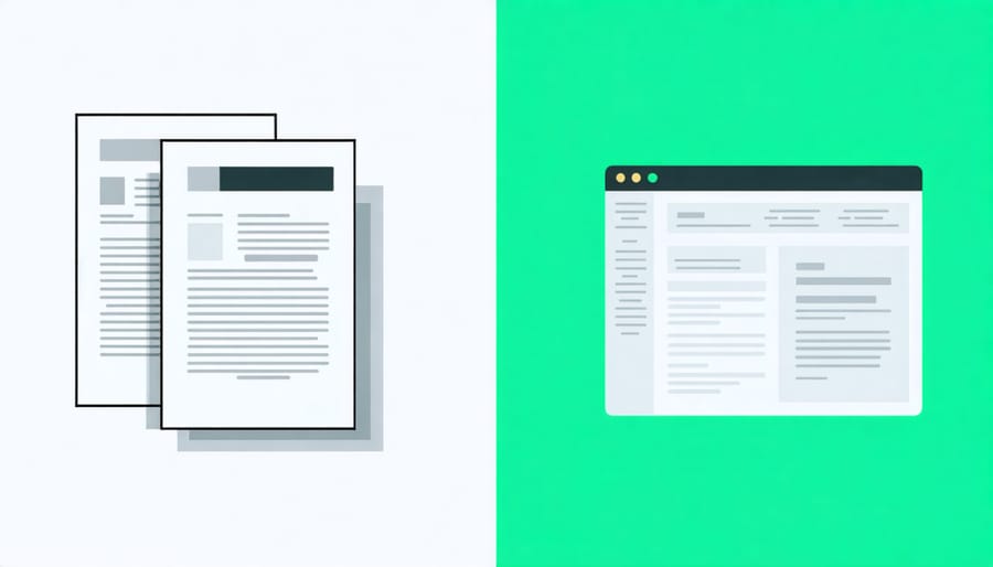 Comparison of traditional paper documents versus digital blockchain real estate management