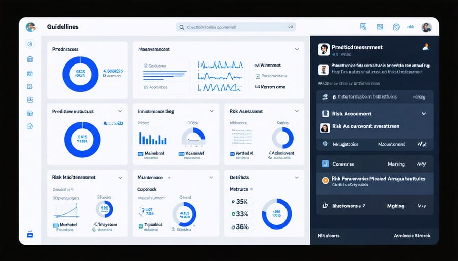Interactive analytics screen displaying property risk factors and maintenance predictions