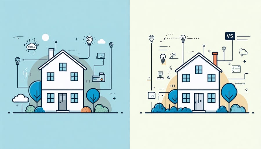 Comparison of traditional and smart property protection systems side by side
