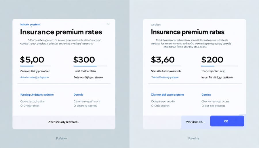 Infographic comparing home insurance rates with and without security system installation