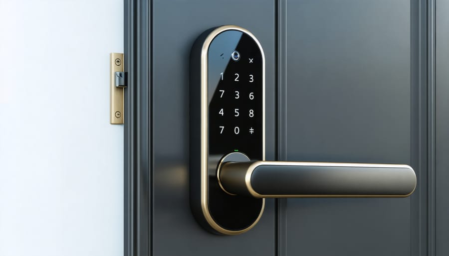 Digital smart lock with touchscreen keypad and mobile app interface