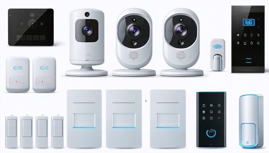 Collection of modern home security devices and monitoring equipment
