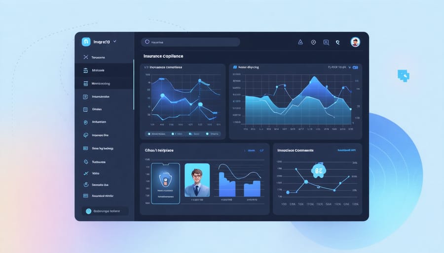 AI-powered dashboard monitoring real estate insurance compliance with interactive visualizations