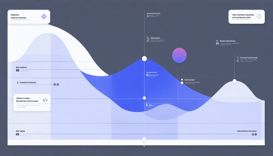 Graph illustrating decreased insurance costs and processing times with blockchain implementation