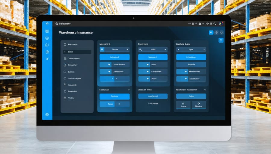 User interface of a cloud storage insurance calculator with various control elements