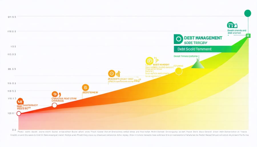 Graph comparing credit score impact of debt management versus debt settlement