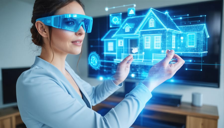 Professional real estate agent using tablet and smartphone for virtual property showings