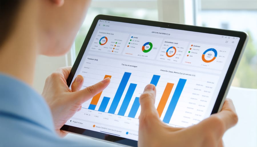 Real estate investor analyzing property data on digital financial analysis tools