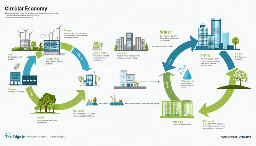 Diagram illustrating circular resource management systems in The Edge building