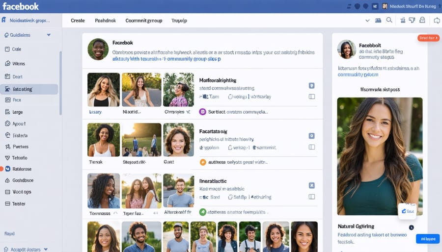 Example Facebook neighborhood group interface with community discussions and local recommendations