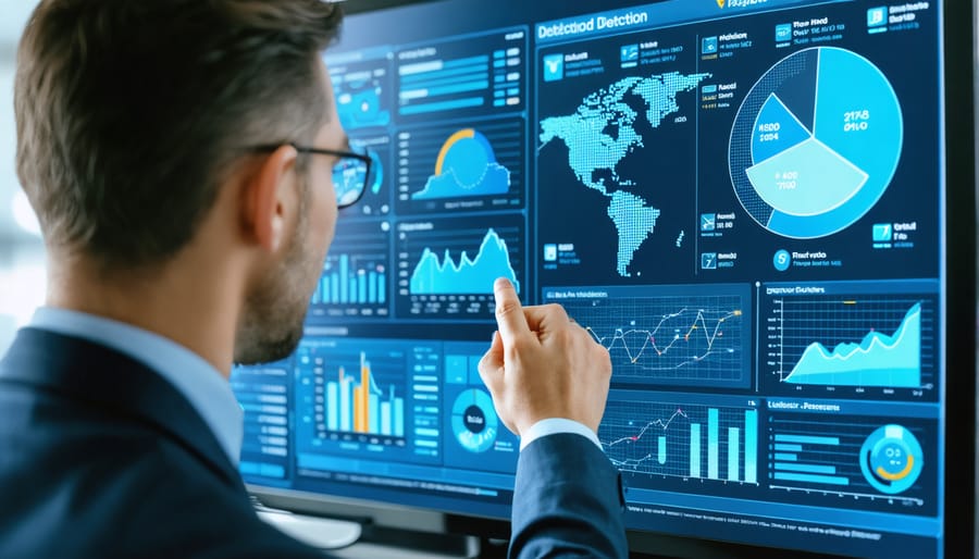 Person analyzing health insurance fraud detection dashboard on computer screen