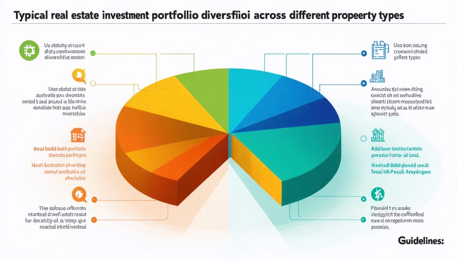 Portfolio diversification chart showing distribution across residential, commercial, and industrial properties