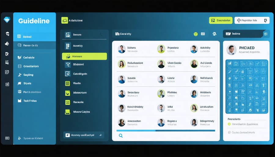 Employee monitoring system interface displaying security metrics and access logs