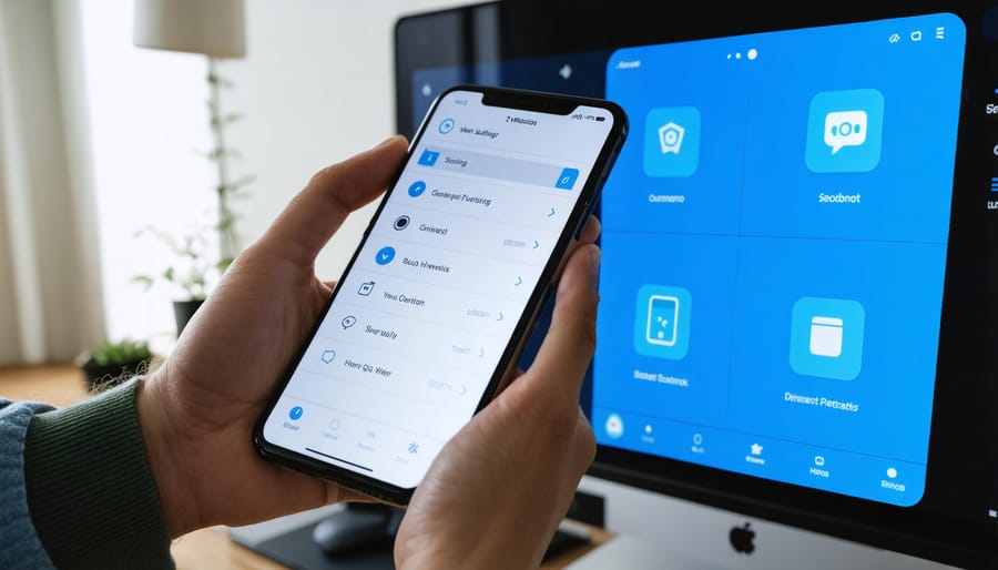 Homeowner managing smart home security settings through mobile application