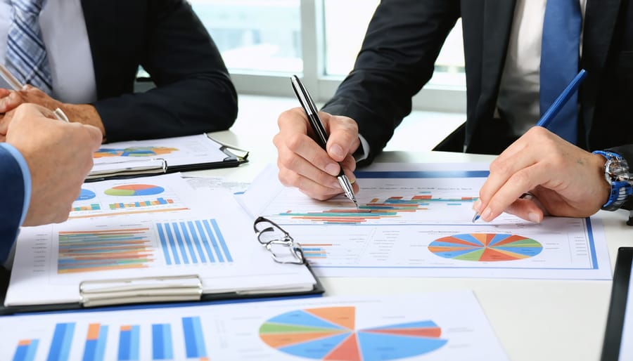 Financial advisor explaining tax planning concepts to clients using visual aids