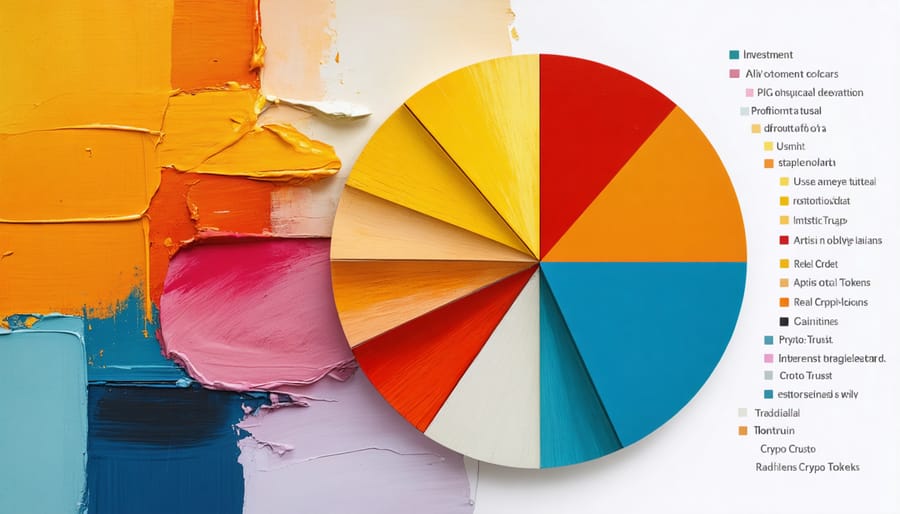 Diversified investment portfolio chart showing real estate and cryptocurrency allocation