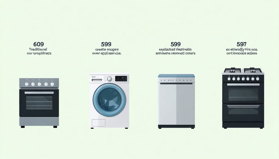 Bar graph comparing initial costs and long-term savings of eco-friendly versus conventional appliances