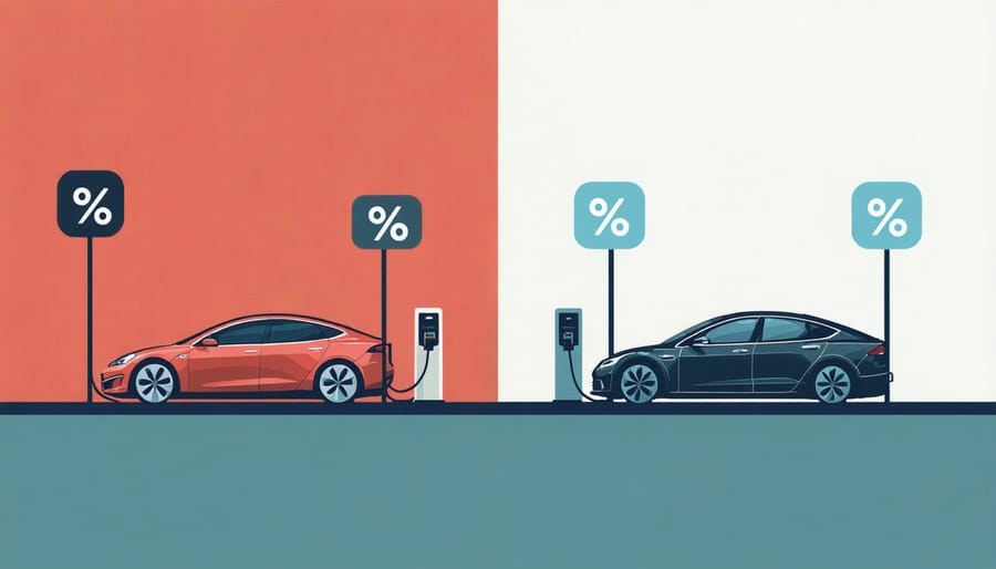 Comparison of traditional and eco-friendly vehicles with insurance savings indicator