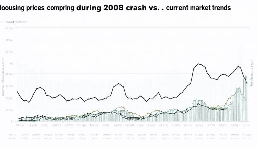Chart showing housing market price trends: 2008 financial crisis compared to 2020-2024