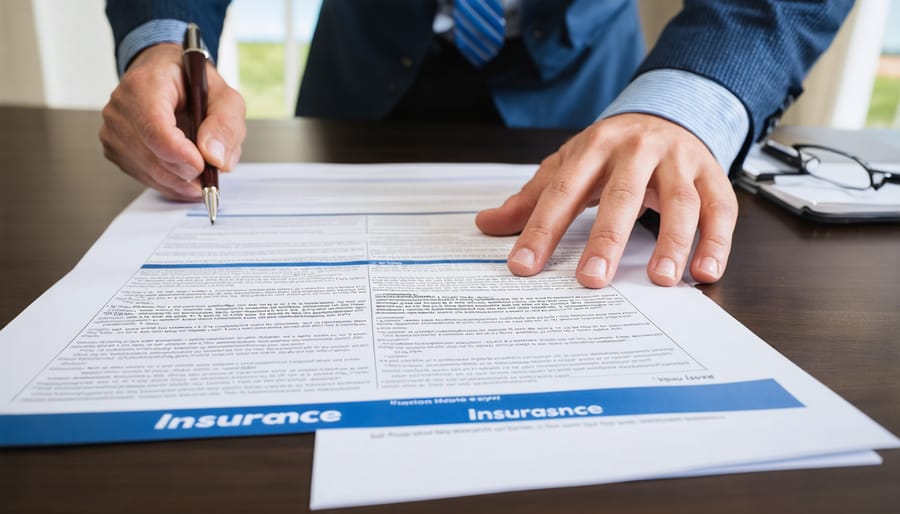 Professional insurance agent explaining coverage options to apartment building owner