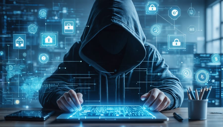 Visual representation of cyber threats targeting insurance data security