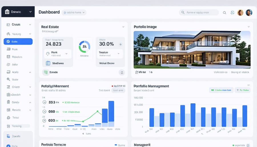 Digital dashboard displaying real estate investment tracking and analysis tools