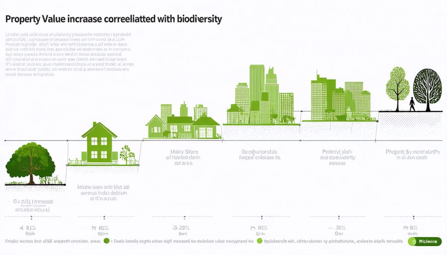 Chart displaying relationship between property values and local biodiversity scores