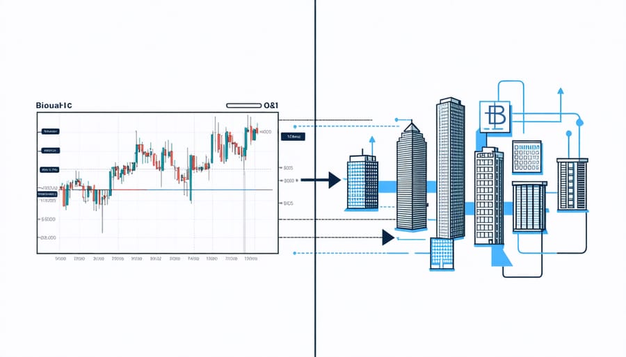 Visual representation of the connection between cryptocurrency trading and real estate investments