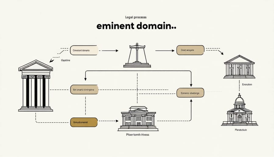 Flowchart depicting steps in the eminent domain process from notification to compensation