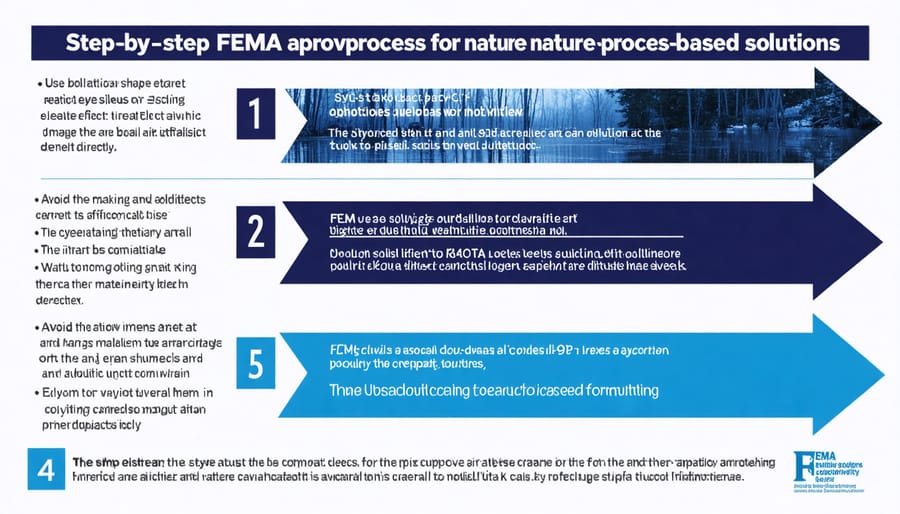Visual flowchart of FEMA approval steps for implementing nature-based flood protection