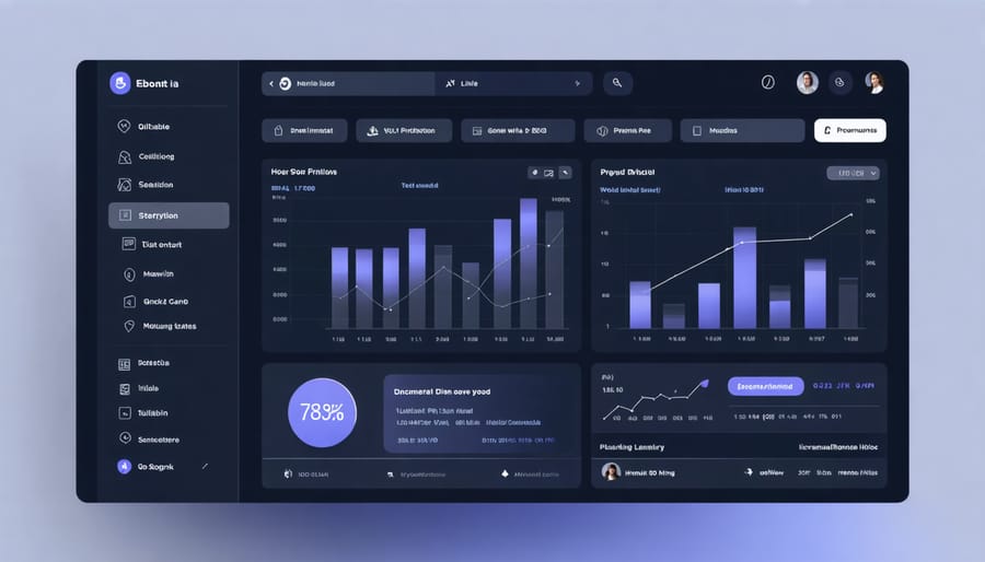 Computer screen showing investment portfolio management interface with charts and graphs