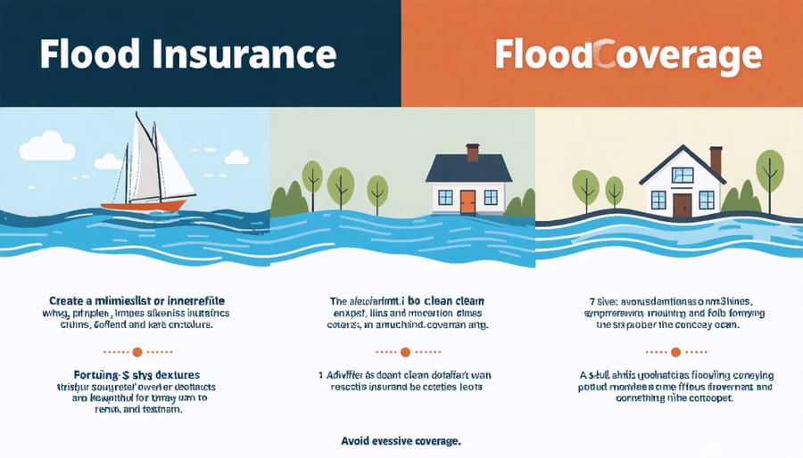 Visual breakdown of flood insurance coverage types and protection levels