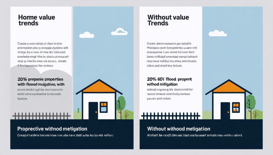 Graph comparing property values over time: protected vs unprotected homes in flood zones