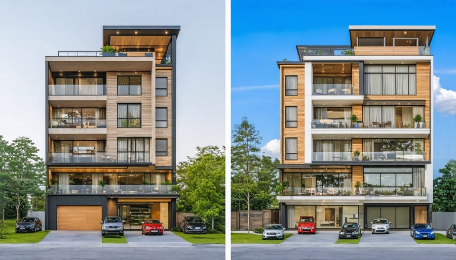 Mixed-use building with retail space on ground floor and residential units above