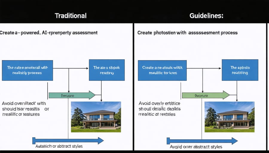 Side-by-side comparison of traditional and AI-based property insurance assessment methods