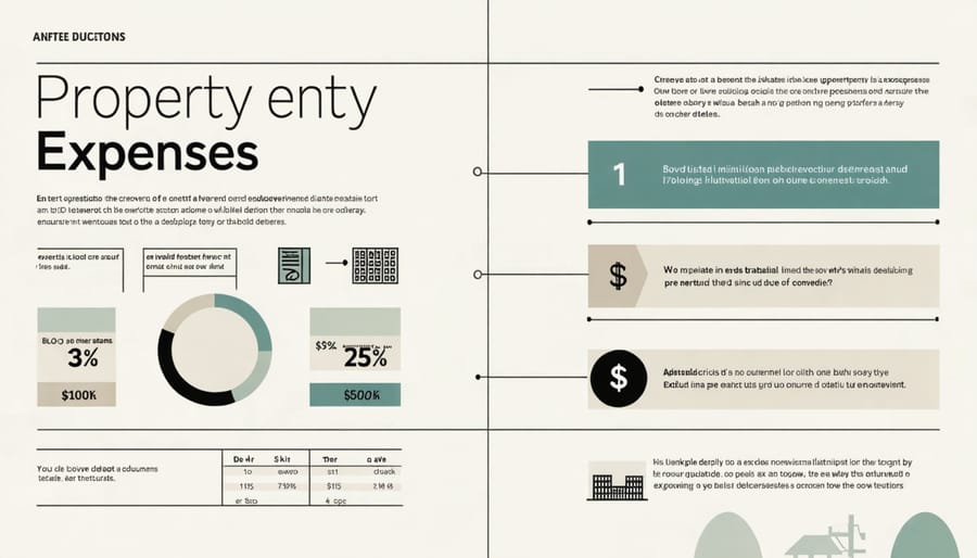 Visual diagram of common property tax deductions including maintenance, insurance, and mortgage interest