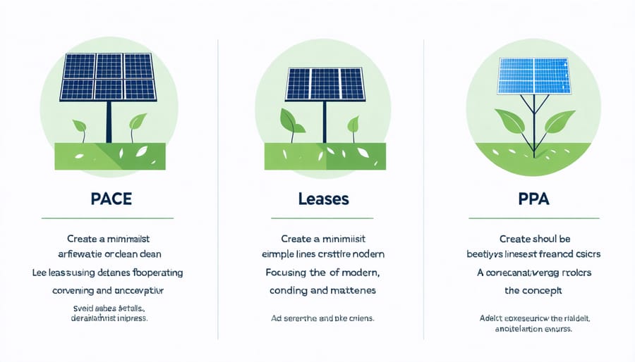 Visual comparison chart of renewable energy financing options and their key features